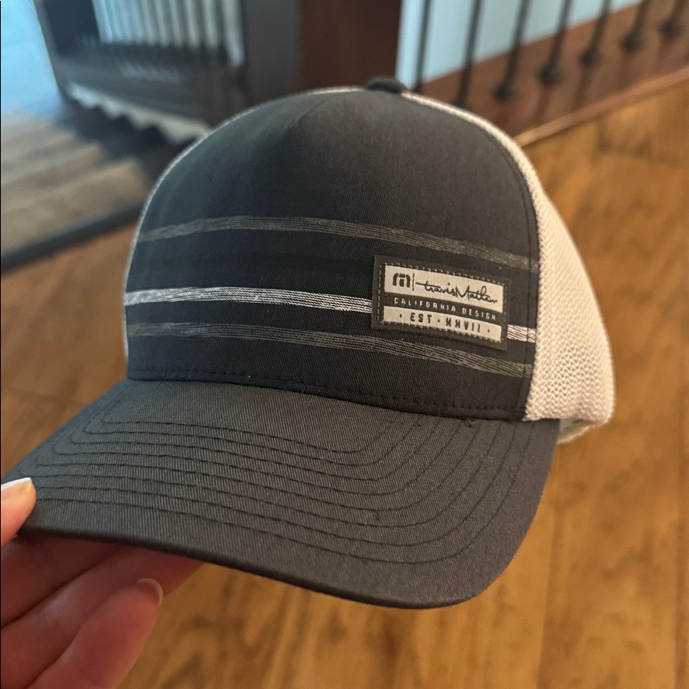Travis Mathew Gray and White Trucker Hat